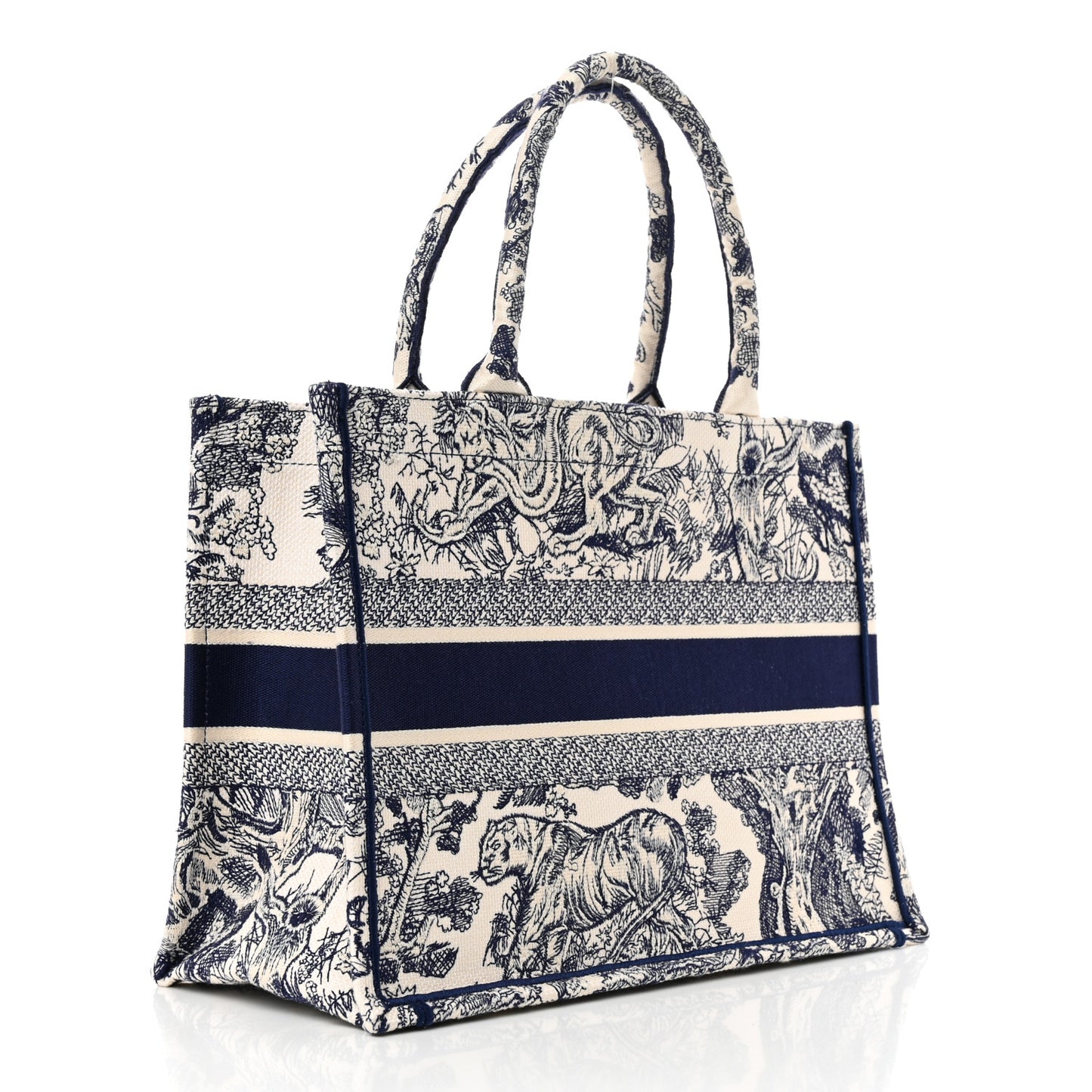 Canvas Embroidered Medium Dioriviera Toile De Jouy Book Tote Blue
