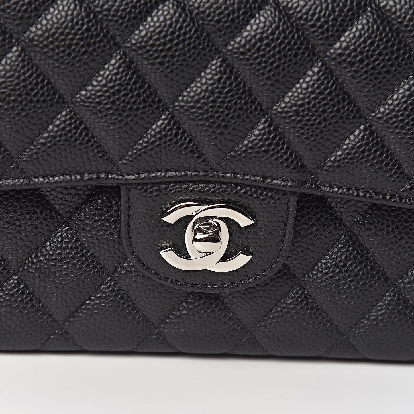Caviar Quilted Small Double Flap Black