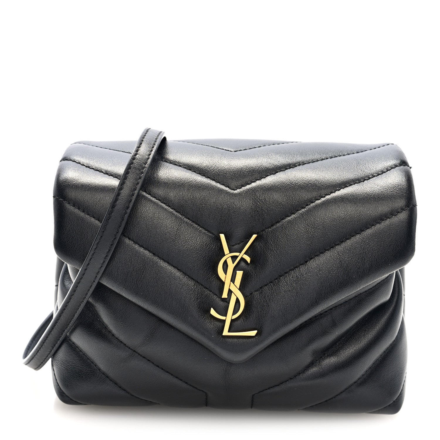 Saint Laurent Calfskin Y Quilted Monogram Toy Loulou Crossbody Bag Black 1 of 9