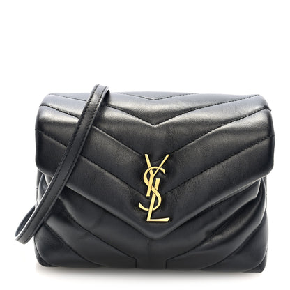 Saint Laurent Calfskin Y Quilted Monogram Toy Loulou Crossbody Bag Black 1 of 9