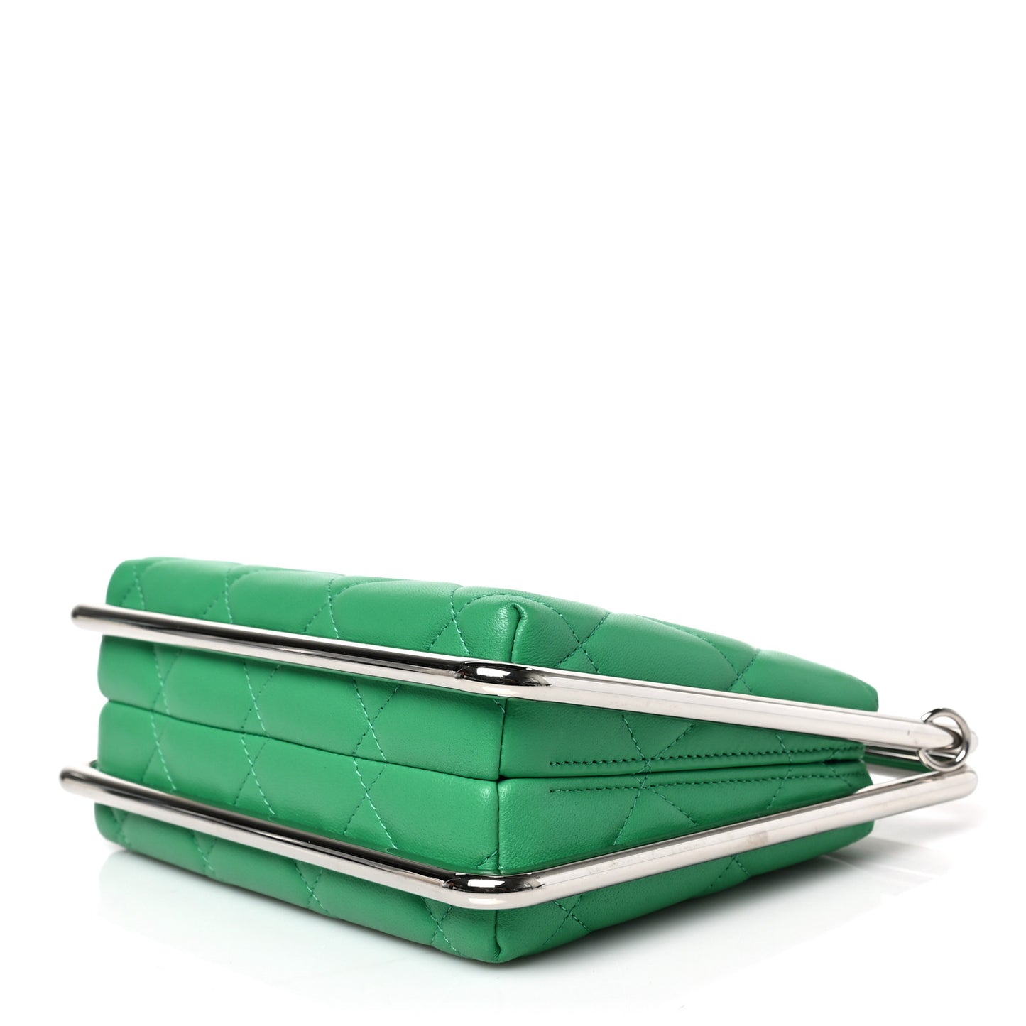 Quilted Lambskin Metal Bar Clutch Bag Green