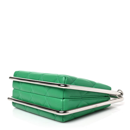 Chanel Quilted Lambskin Metal Bar Clutch Bag Green 7 of 7