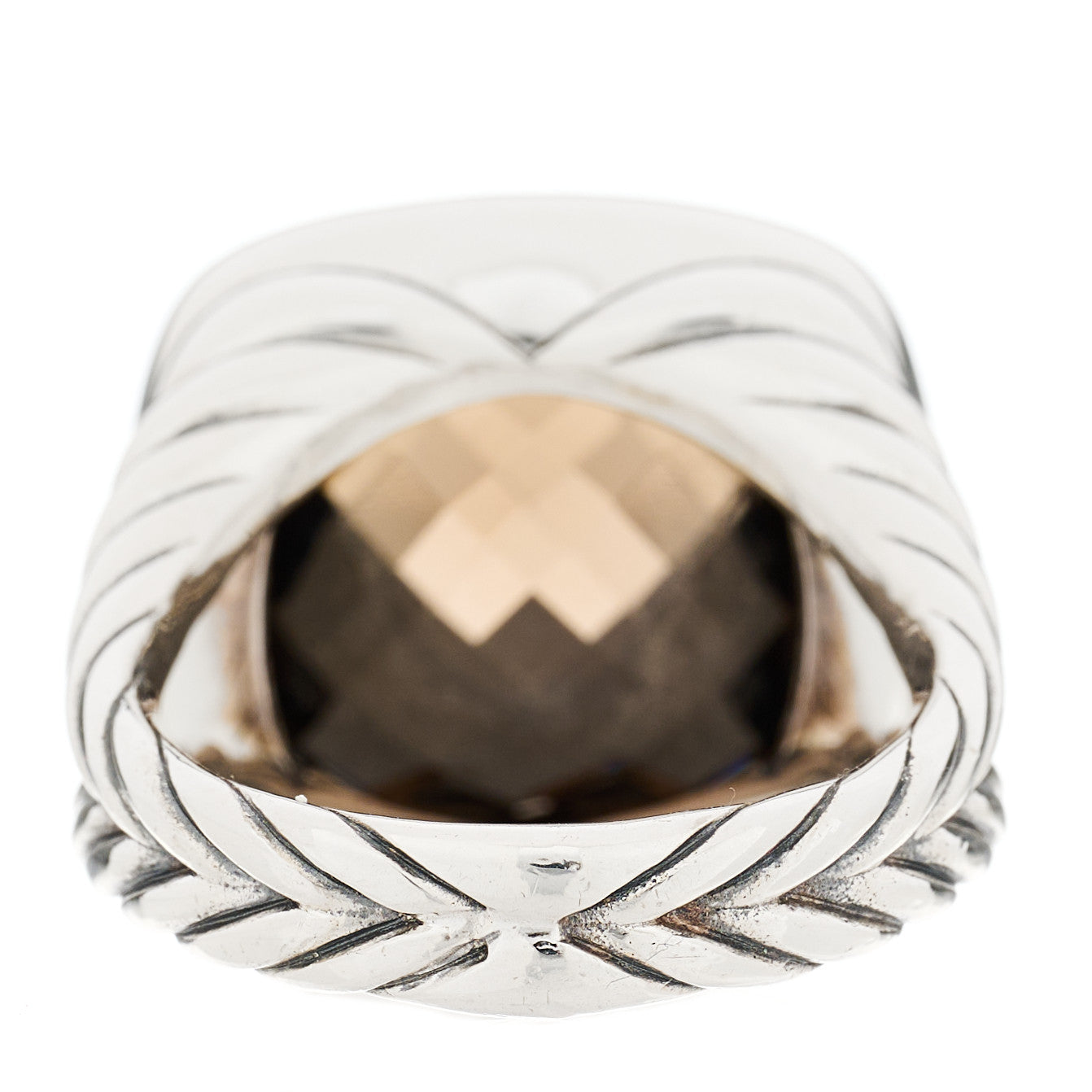 David Yurman Sterling Silver 18K Yellow Gold Diamond Smoky Quartz 14mm Albion Ring 51 5.75 4 of 5