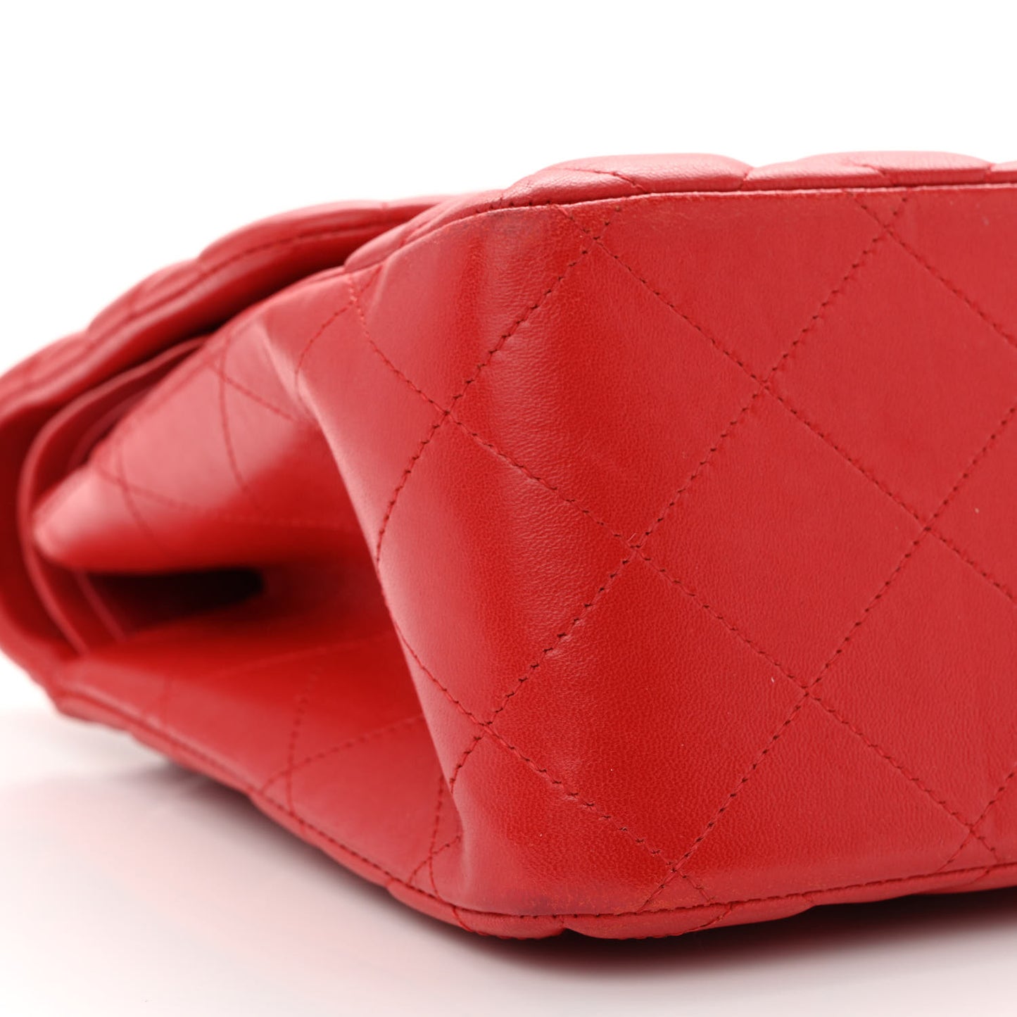 Lambskin Quilted Jumbo Double Flap Red