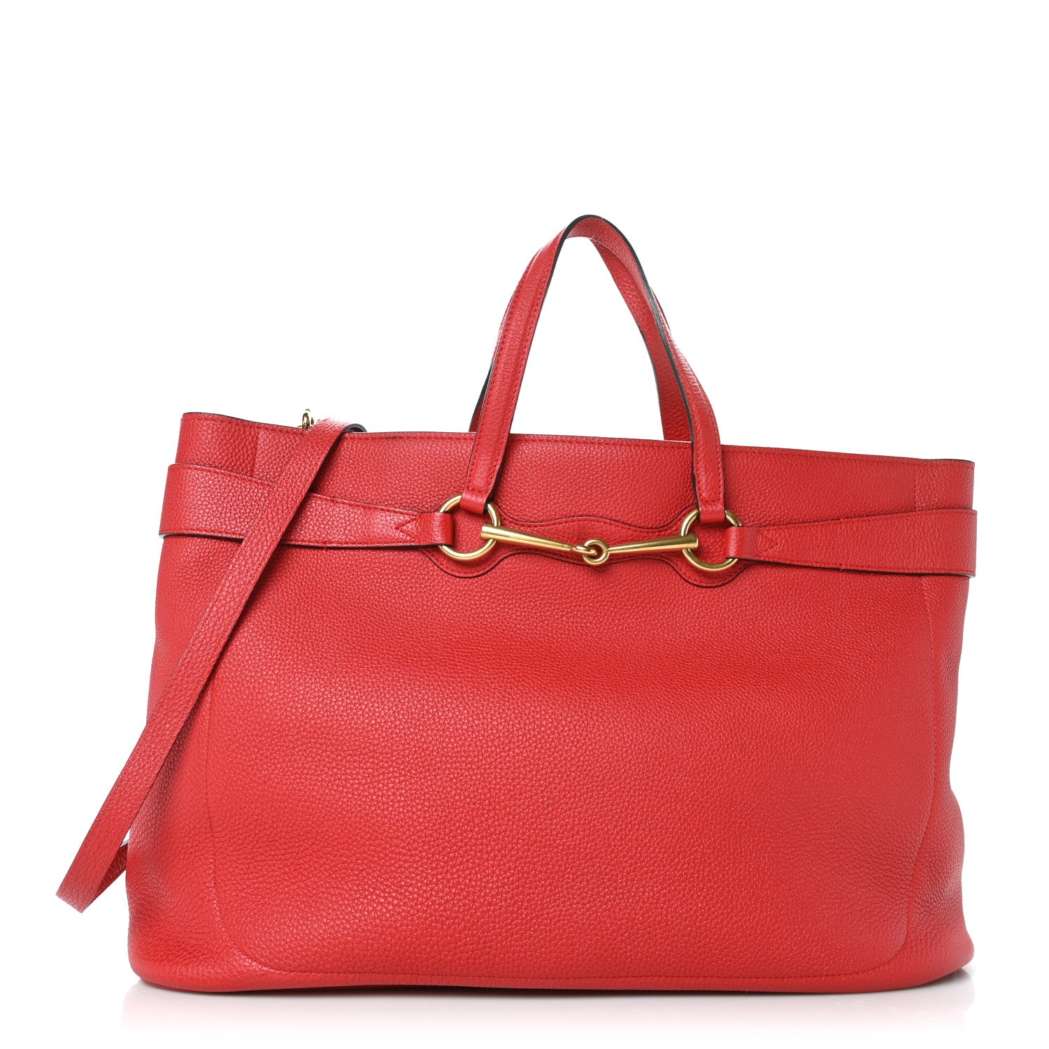 Gucci Textured Calfskin Large Bright Bit Tote Red 3 of 11