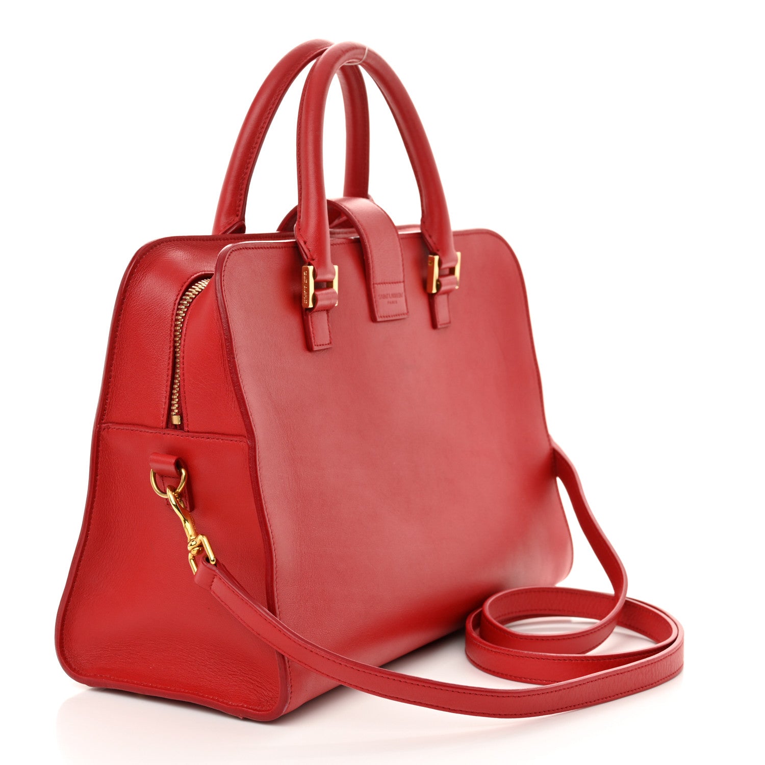 Saint Laurent Calfskin Small Monogram Cabas Lipstick Red 3 of 12