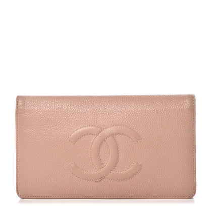 Chanel Caviar Timeless CC Yen Wallet Beige 1 of 18