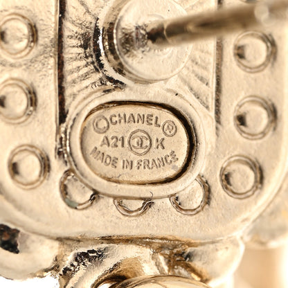 Chanel Metal Crystal CC Drop Earrings Gold Black 4 of 5