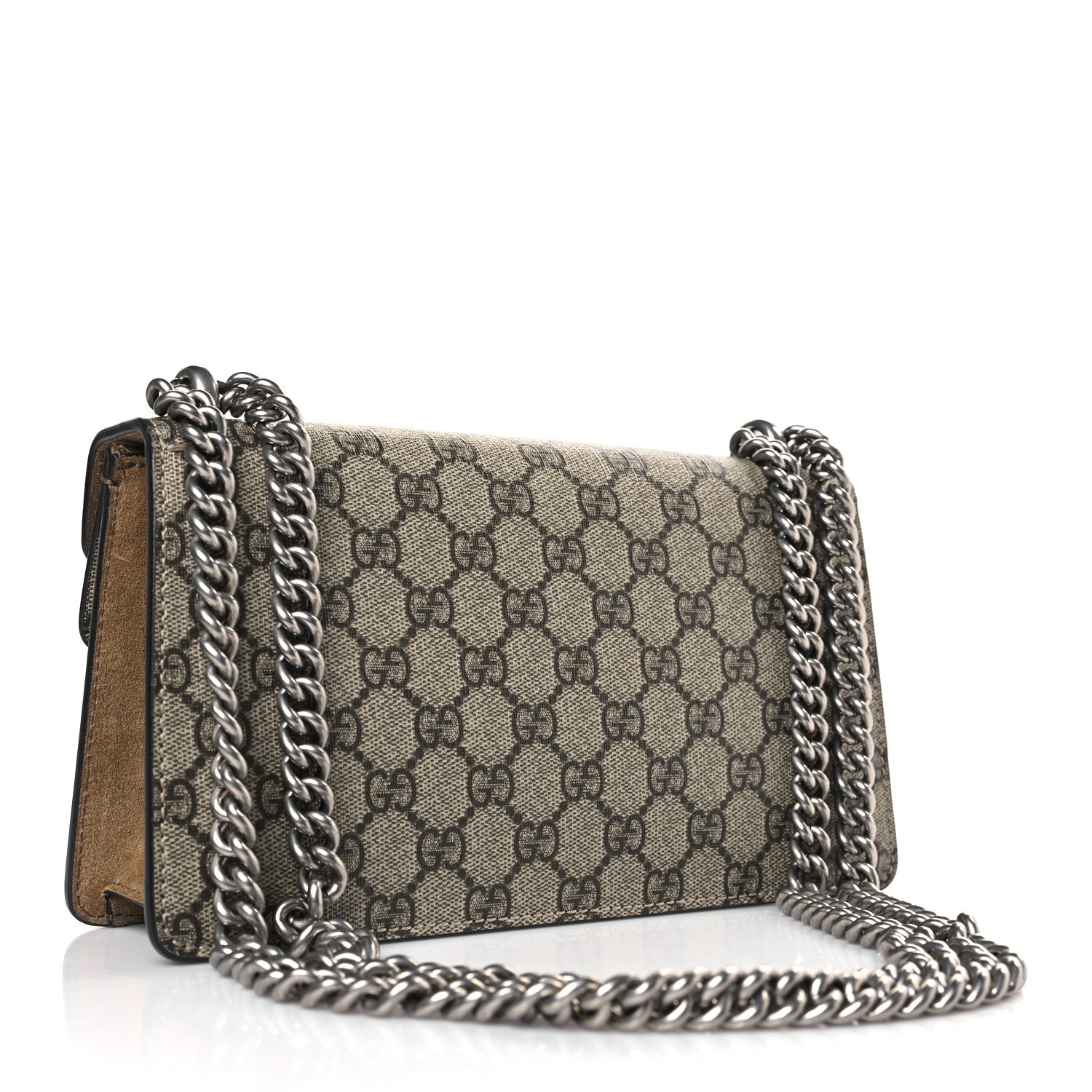 Gucci GG Supreme Monogram Suede Crystal Small Dionysus Shoulder Bag Beige Ebony Taupe 3 of 9