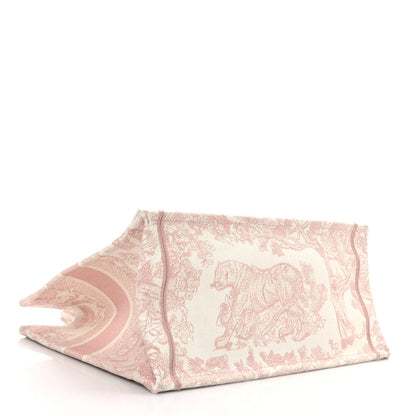 Christian Dior Canvas Embroidered Medium Dioriviera Toile De Jouy Book Tote Rose 4 of 9