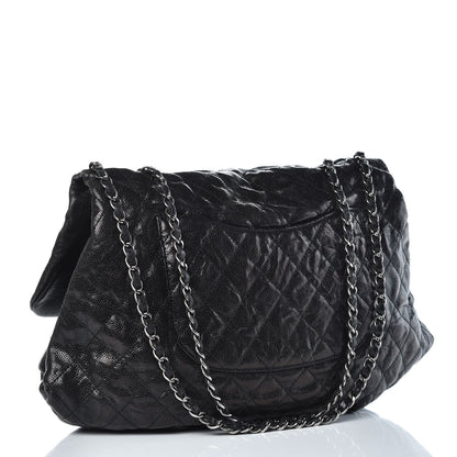 Chanel Crumpled Caviar Quilted Maxi Elastic Flap Black 4 of 15