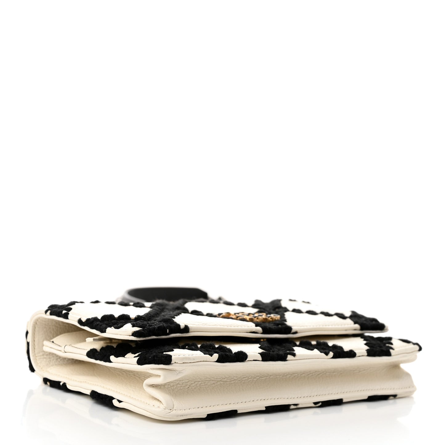 Calfskin Crochet Chanel 19 Wallet On Chain WOC White Black