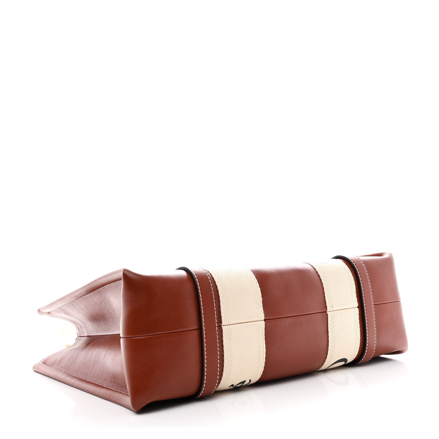 Calfskin Medium Woody Ribbon Tote Sepia Brown
