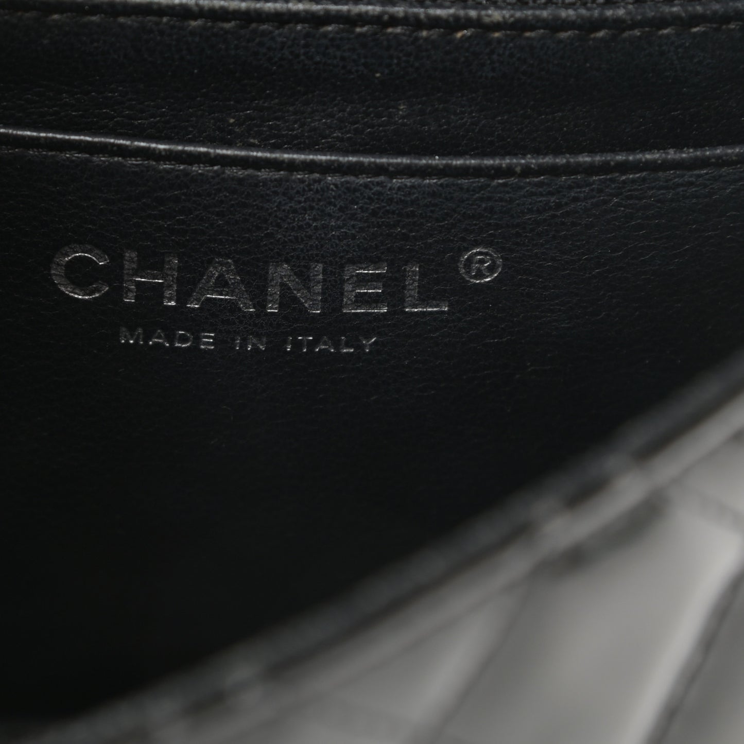 Patent Calfskin Sparkle Quilted Mini Square Flap Black