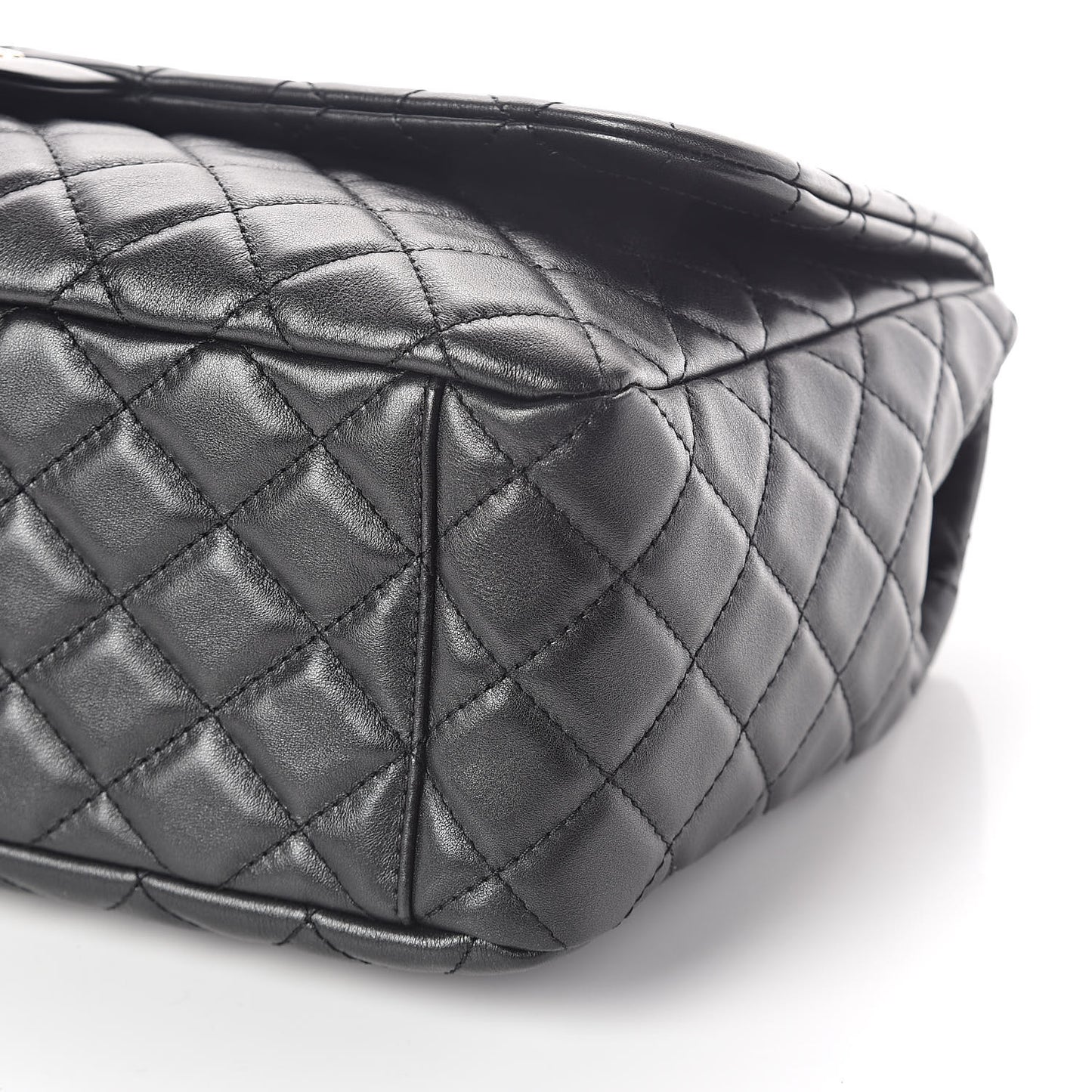 Metallized Calfskin Quilted Small XXL Travel Flap Bag Black