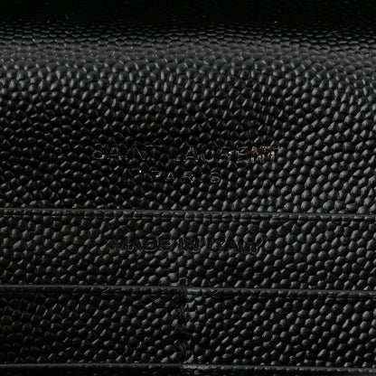 Saint Laurent Grain De Poudre Matelasse Chevron Monogram Monochrome Chain Wallet Black 6 of 10