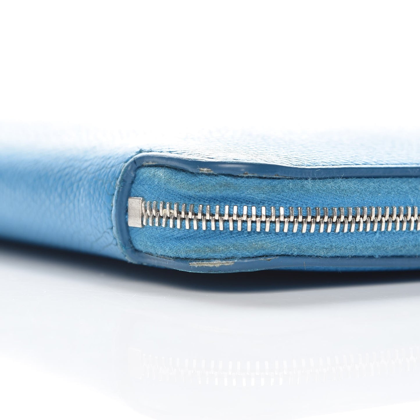 Drummed Calfskin Zip Around Organizer Wallet Turquoise