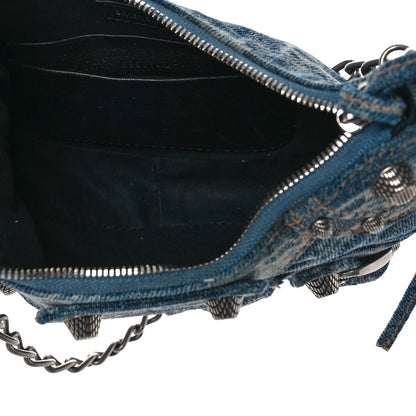 Balenciaga Bleached Denim BB Monogram Le Cagole Mini Purse With Chain Blue 4 of 7