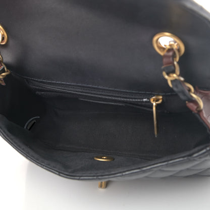 Chanel Calfskin Quilted Small Strap Into Flap Bag Black Brown 4 of 5