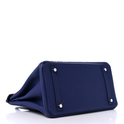 Hermes Togo Swift Officier Birkin 30 Bleu Encre Rouge H 4 of 9