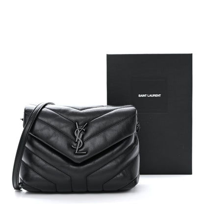 Saint Laurent Calfskin Y Quilted Monogram Monochrome Toy Loulou Crossbody Bag Black 11 of 11