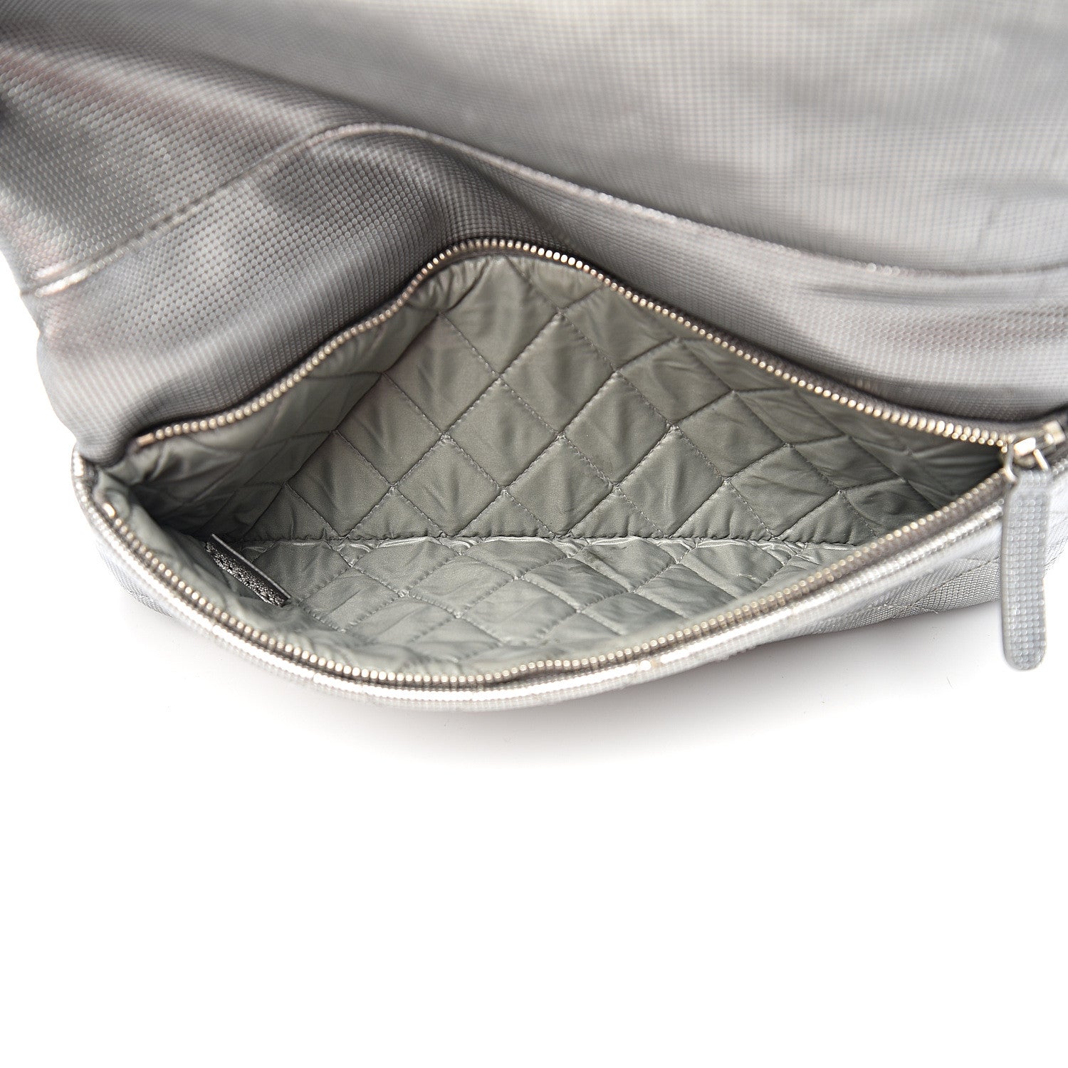 Chanel Metallic Calfskin Quilted Pixel Effect CC Beauty Clutch Silver 4 of 13