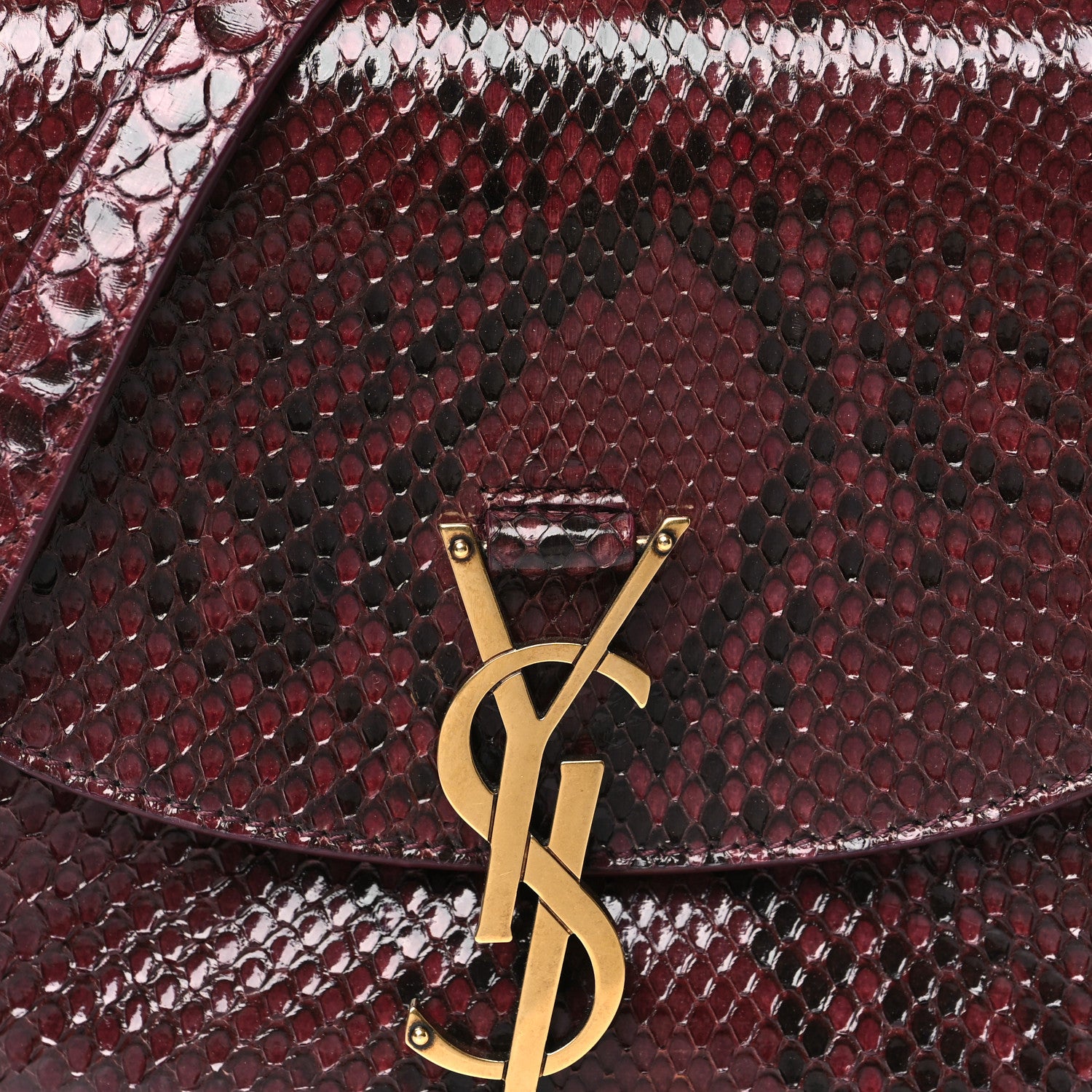 Saint Laurent Snakeskin Small Kaia Satchel Burgundy 8 of 10