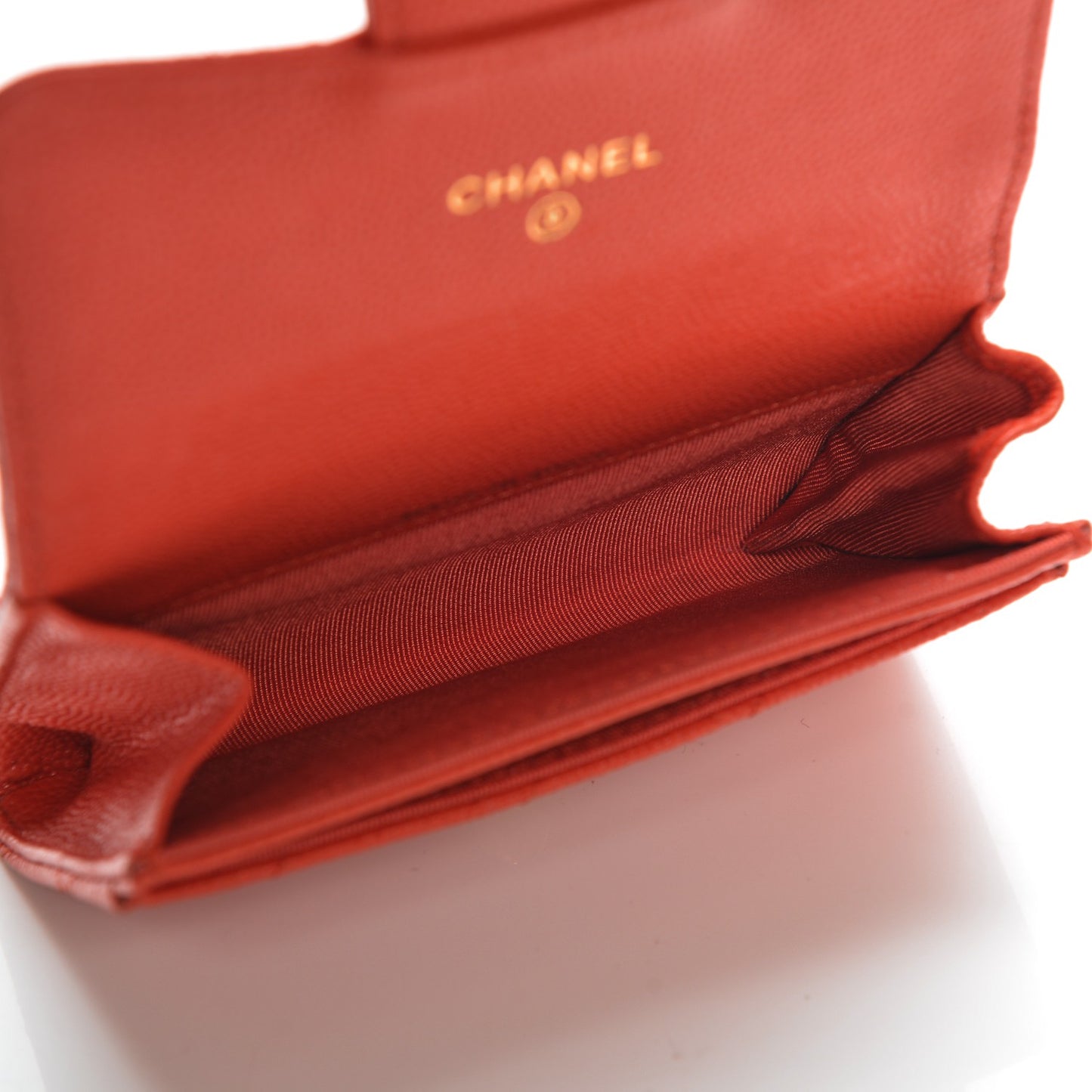 Caviar Quilted Flap Card Holder Red