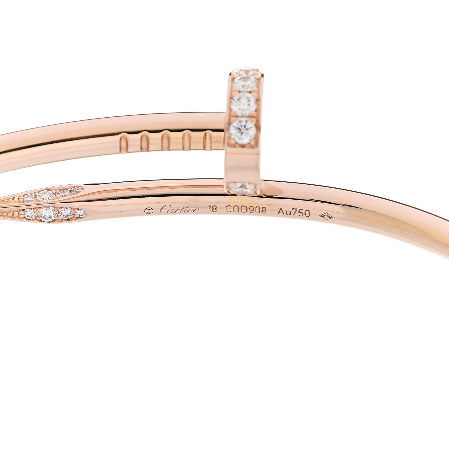 Cartier 18K Pink Gold Diamond Juste Un Clou Bracelet 18 5 of 6
