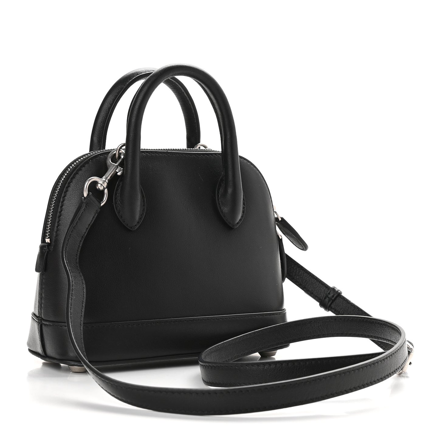 Calfskin Gothic Logo XXS Ville Top Handle Bag Black White