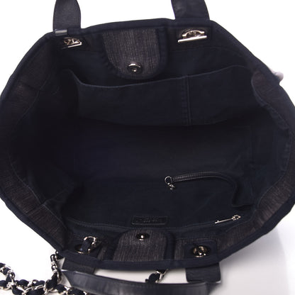 Chanel Canvas Large Deauville Tote Dark Blue 6 of 8