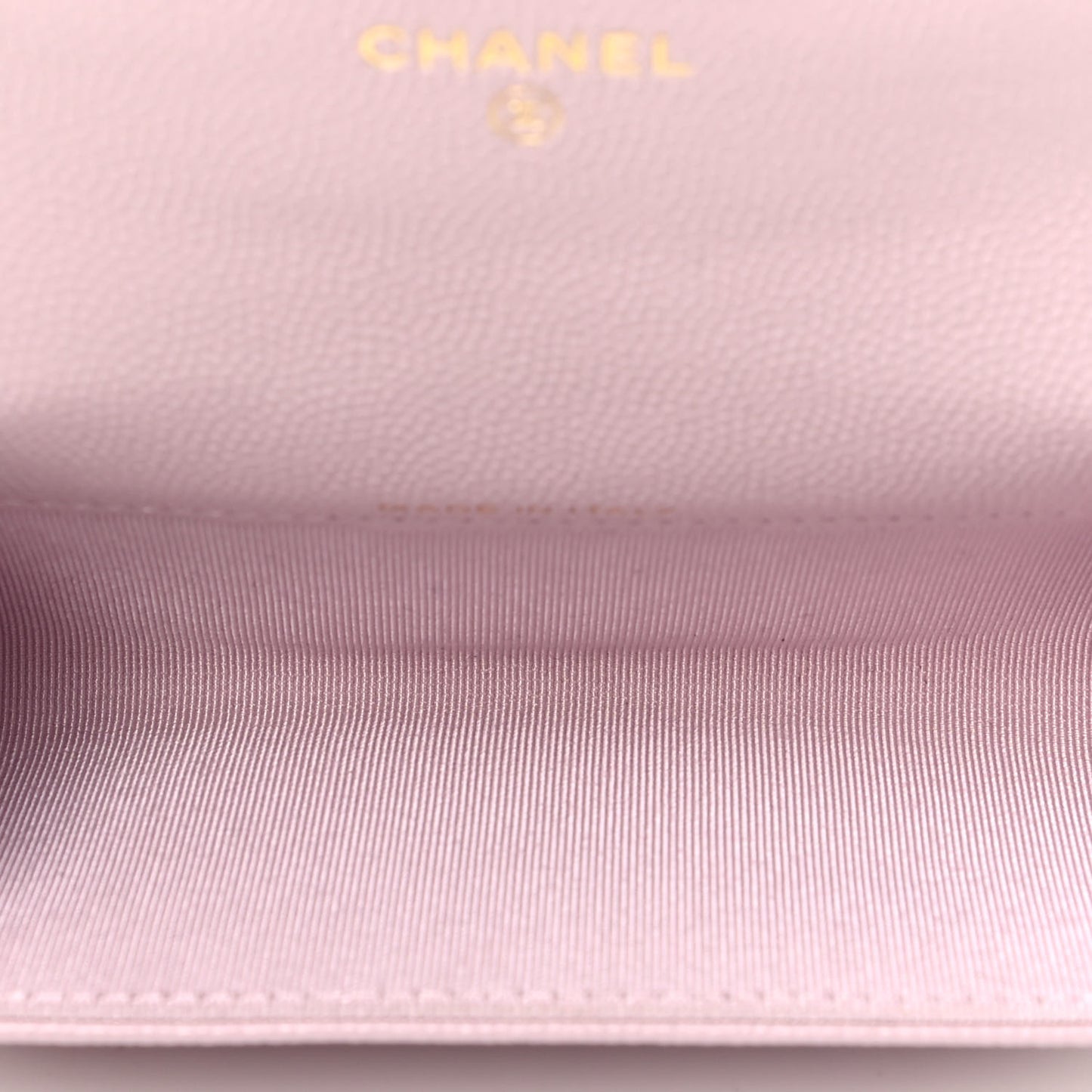 Caviar Quilted Flap Card Holder Wallet Light Pink