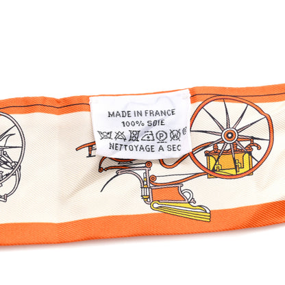 Hermes Silk Les Voitures Nouvelle Twilly Orange Beige Gris 4 of 4