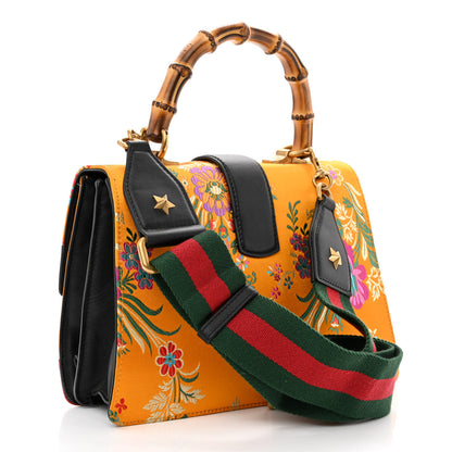Gucci Satin Calfskin Bamboo Web Tokyo Print Medium Dionysus Top Handle Bag Giallo 3 of 12