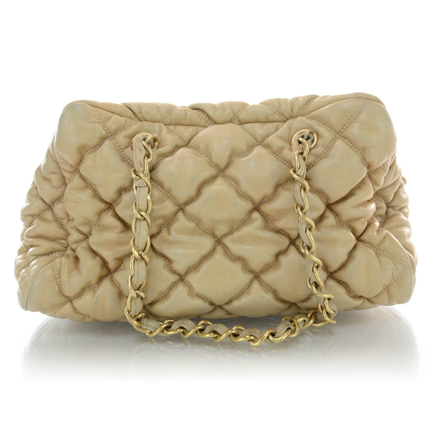 Chanel Lambskin Bubble Quilt Bowler Beige 3 of 12