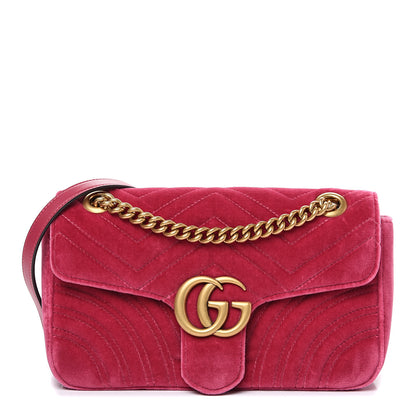 Gucci Velvet Matelasse Small GG Marmont Shoulder Bag Light Raspberry Rose 1 of 10