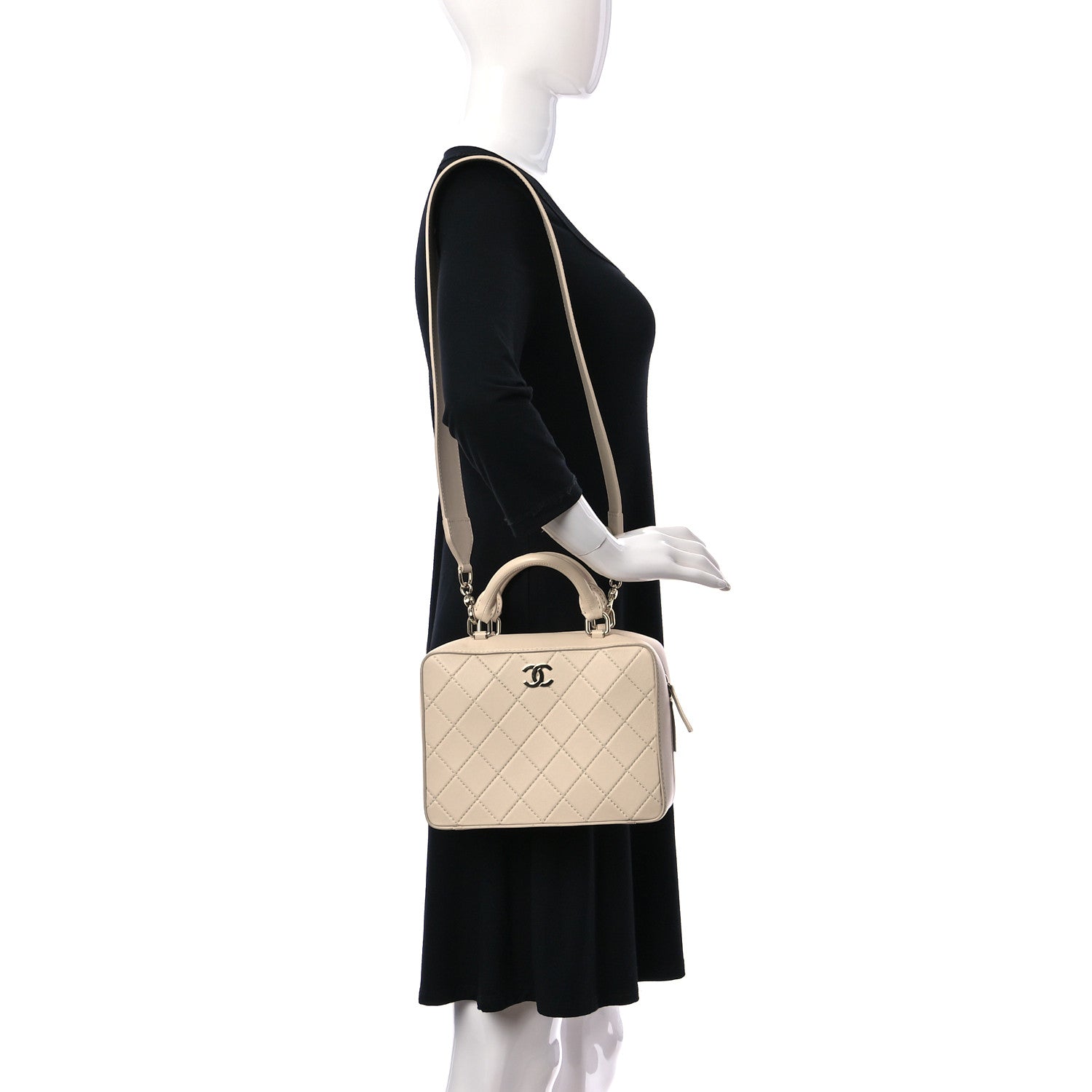 Chanel Calfskin Quilted Travel Kit Vanity Case Beige 2 of 15
