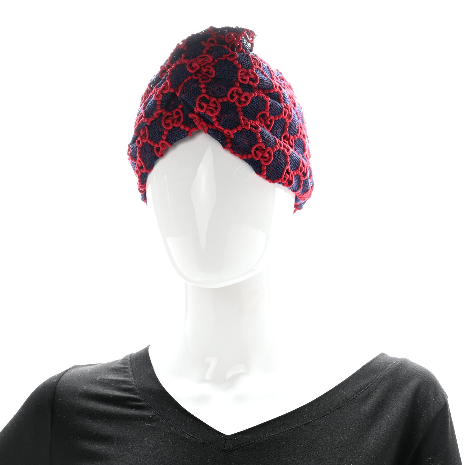 Gucci Cotton Embroidered GG Blend Headband M Blue Red 6 of 10