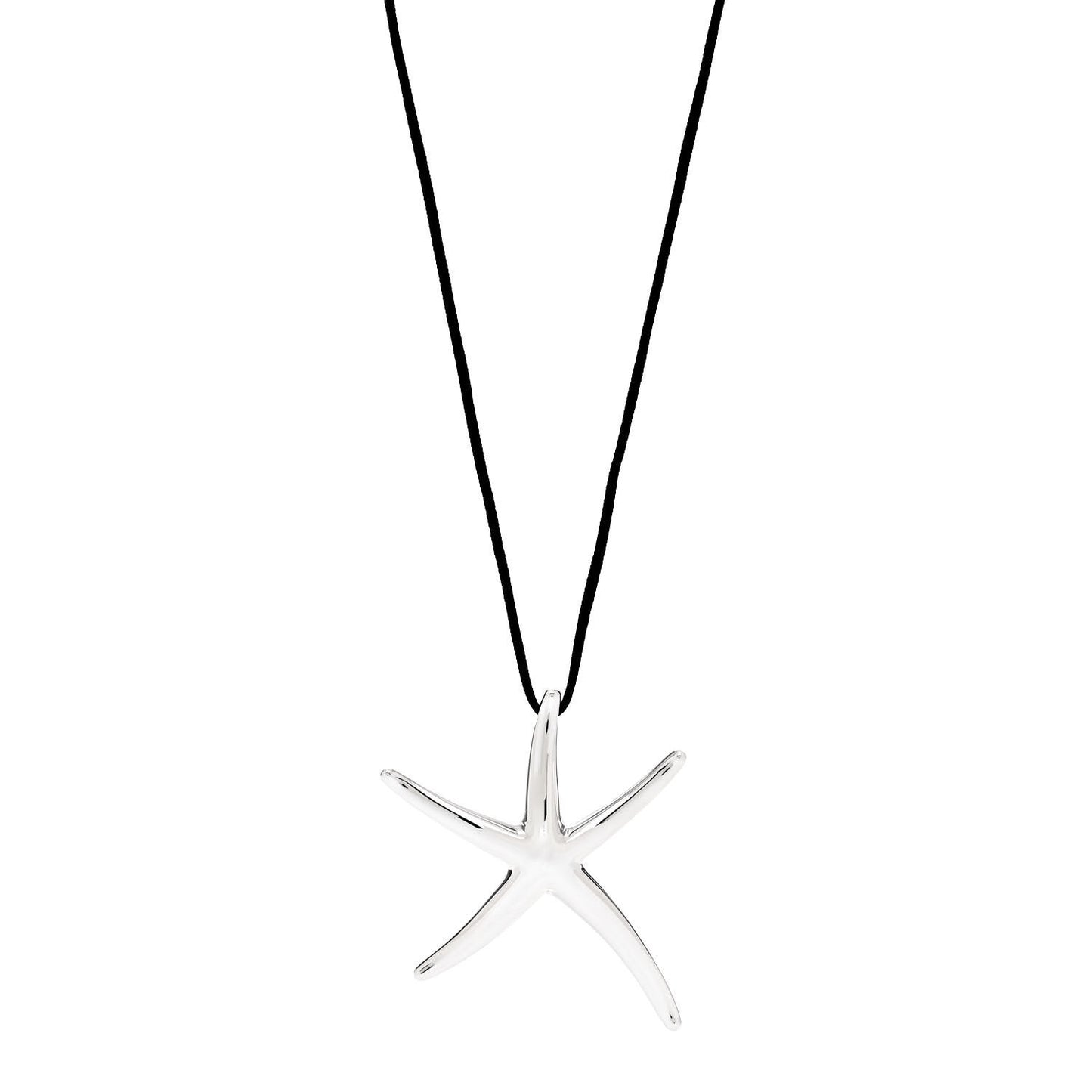 Sterling Silver 42mm Elsa Peretti Starfish Pendant Cord Necklace