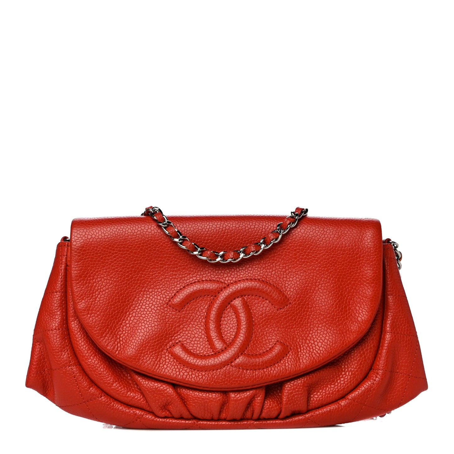 Lambskin Half Moon Wallet On Chain WOC Red