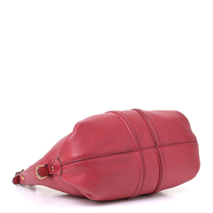 MCM Grained Calfskin Hobo Red 3 of 6