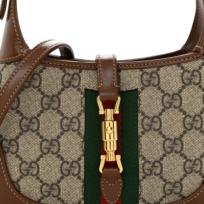 Gucci Supreme Monogram Azalea Calfskin Web Mini Jackie 1961 Hobo Beige Ebony Brown Sugar 8 of 11