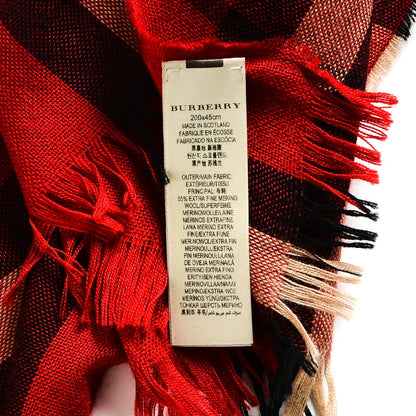 Burberry Merino Wool Cashmere Classic Check Scarf Red 4 of 5