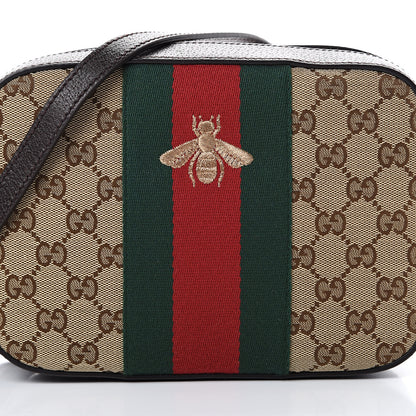 Gucci GG Supreme Monogram Web Small Webby Bee Shoulder Bag Dark Brown 7 of 11