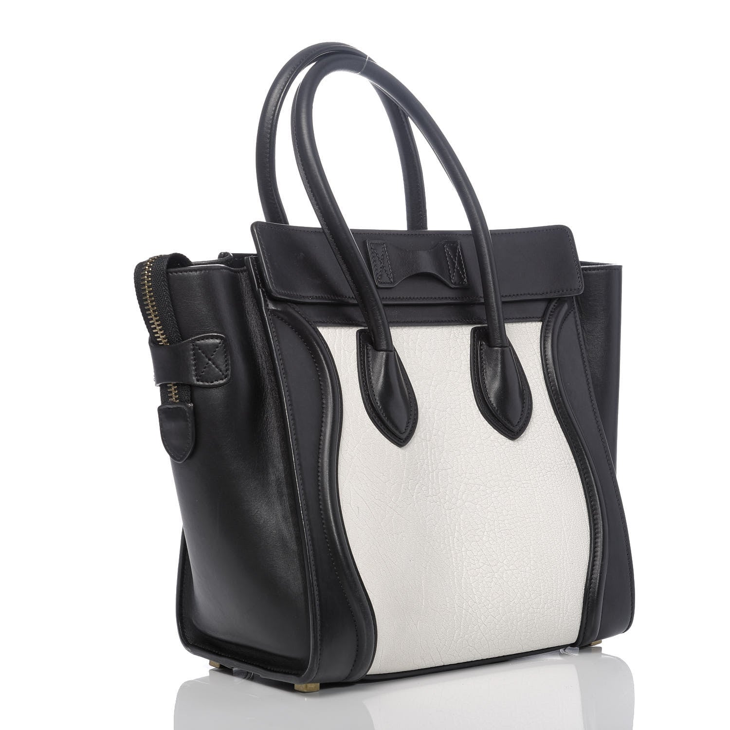 Celine Bullhide Calfskin Micro Bi-Color Luggage Black White 3 of 10