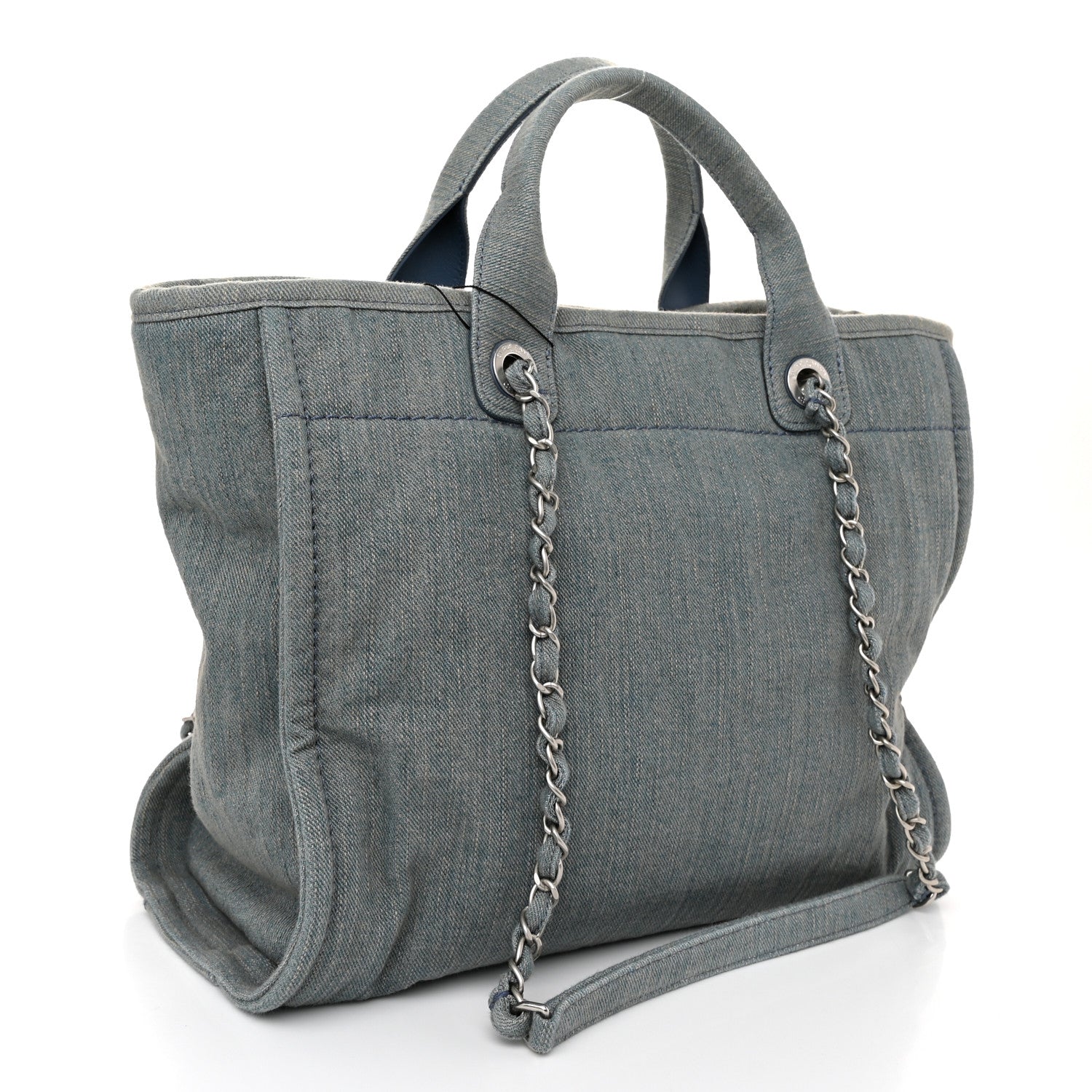 Chanel Denim Small Deauville Tote Light Blue 4 of 11