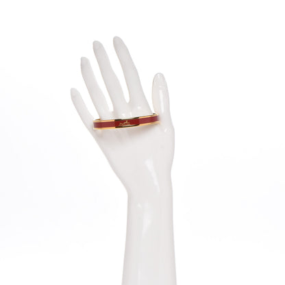 Hermes Enamel Printed Narrow Caleche Bracelet 65 Rouge H 2 of 5