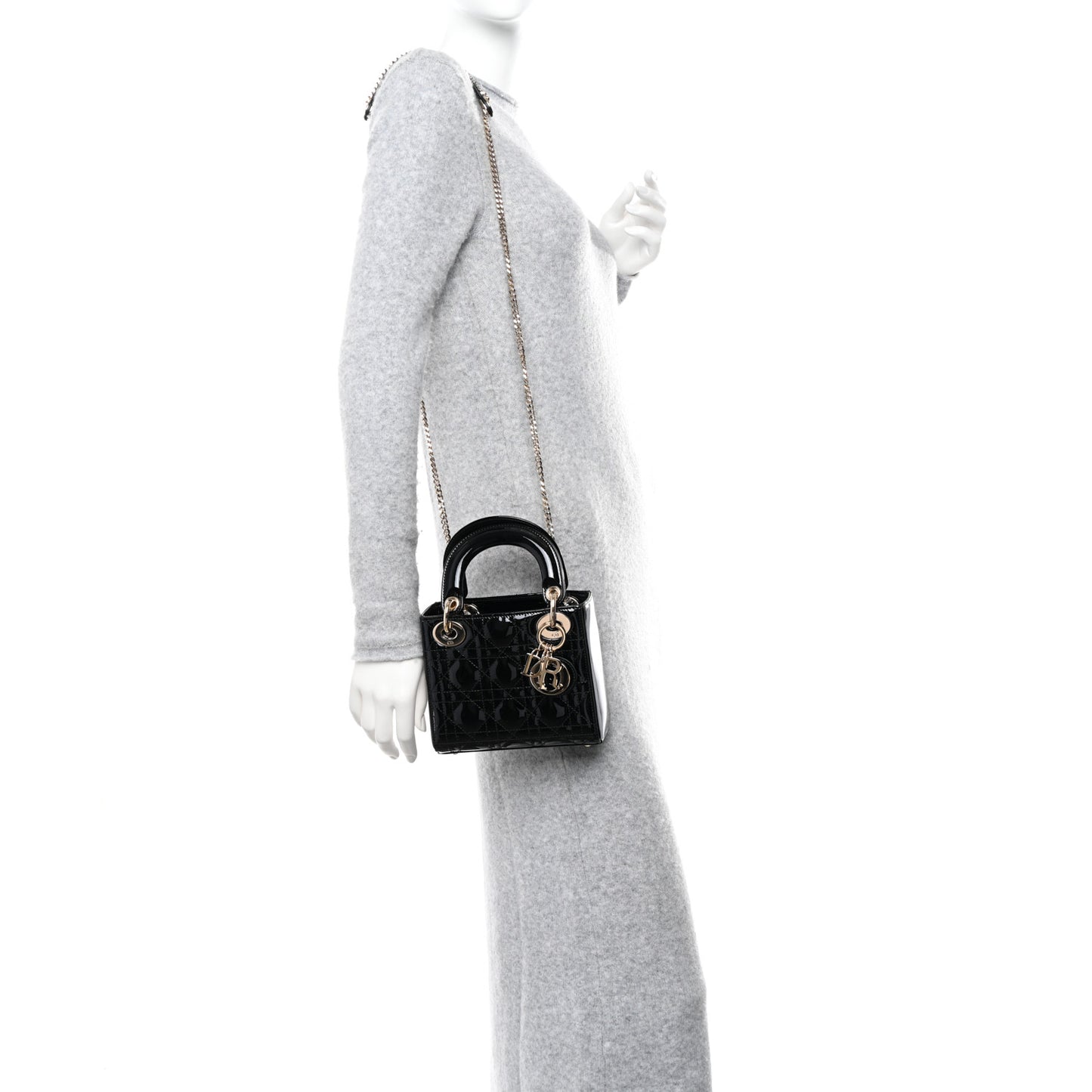 Patent Cannage Mini Lady Dior Black
