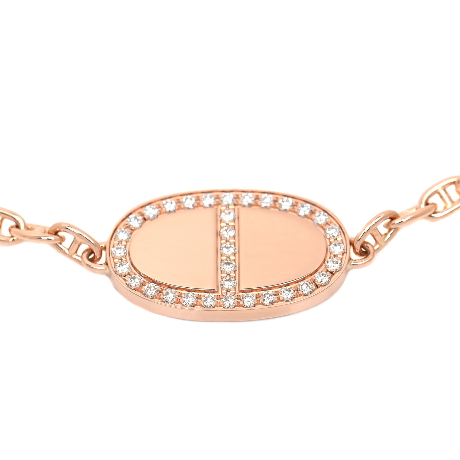 Hermes 18K Rose Gold Diamond Chaine d'Ancre Verso Bracelet ST 5 of 9