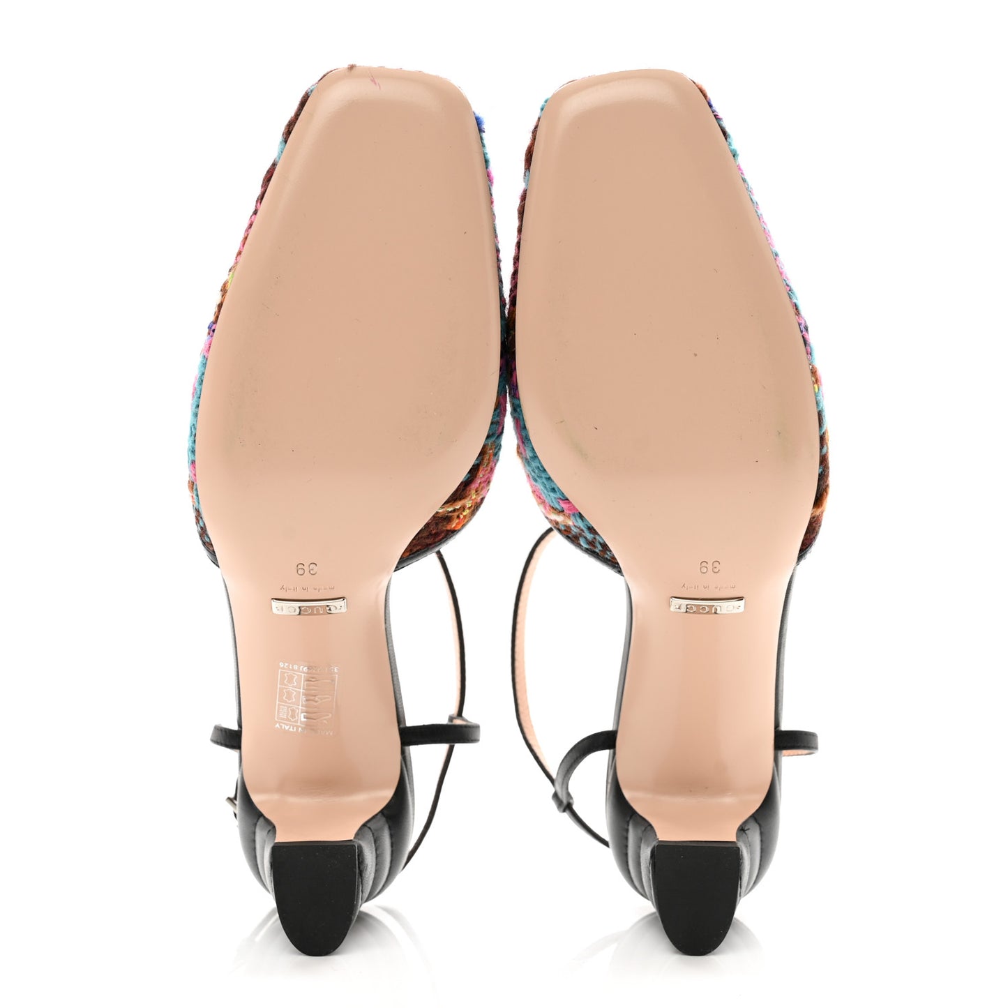 Tweed Nappa Charlotte Spicy Check Matelasse T-Strap Pumps 39 Pink Multicolor Black